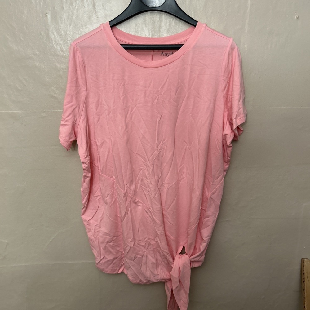 Anybody‎ Large Pink Short Sleeve Knit Tie Front Top
